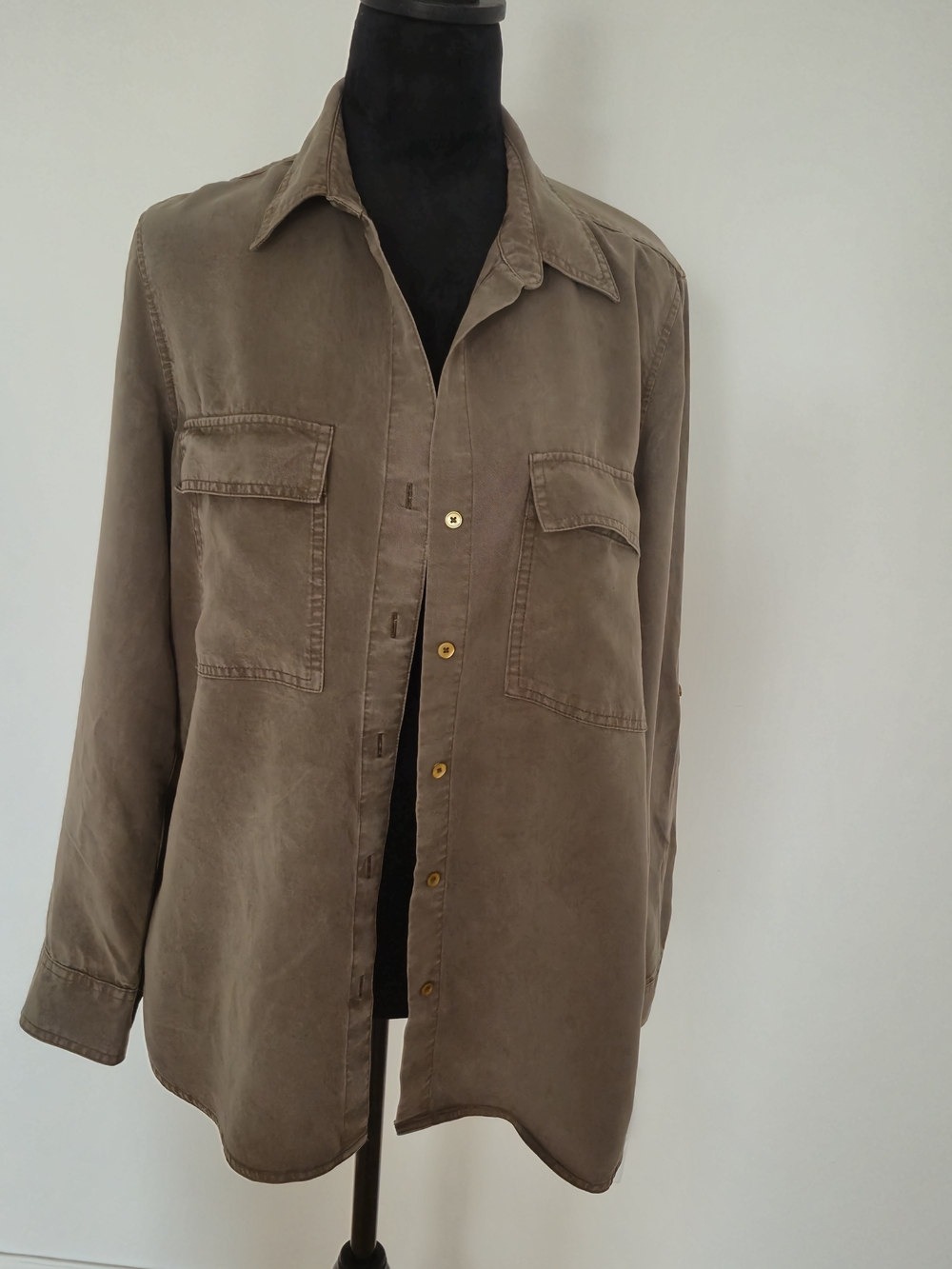 Babaton Utility Shirt 100% Lyocell Olive Cottagecore Sz S